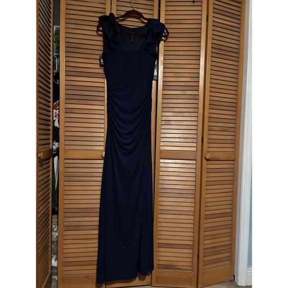 LAUNDRY BY SHELLI SEGAL Vintage 1990's   Navy Blue  Gown SIze 12 Nwt - Picture 2 of 8